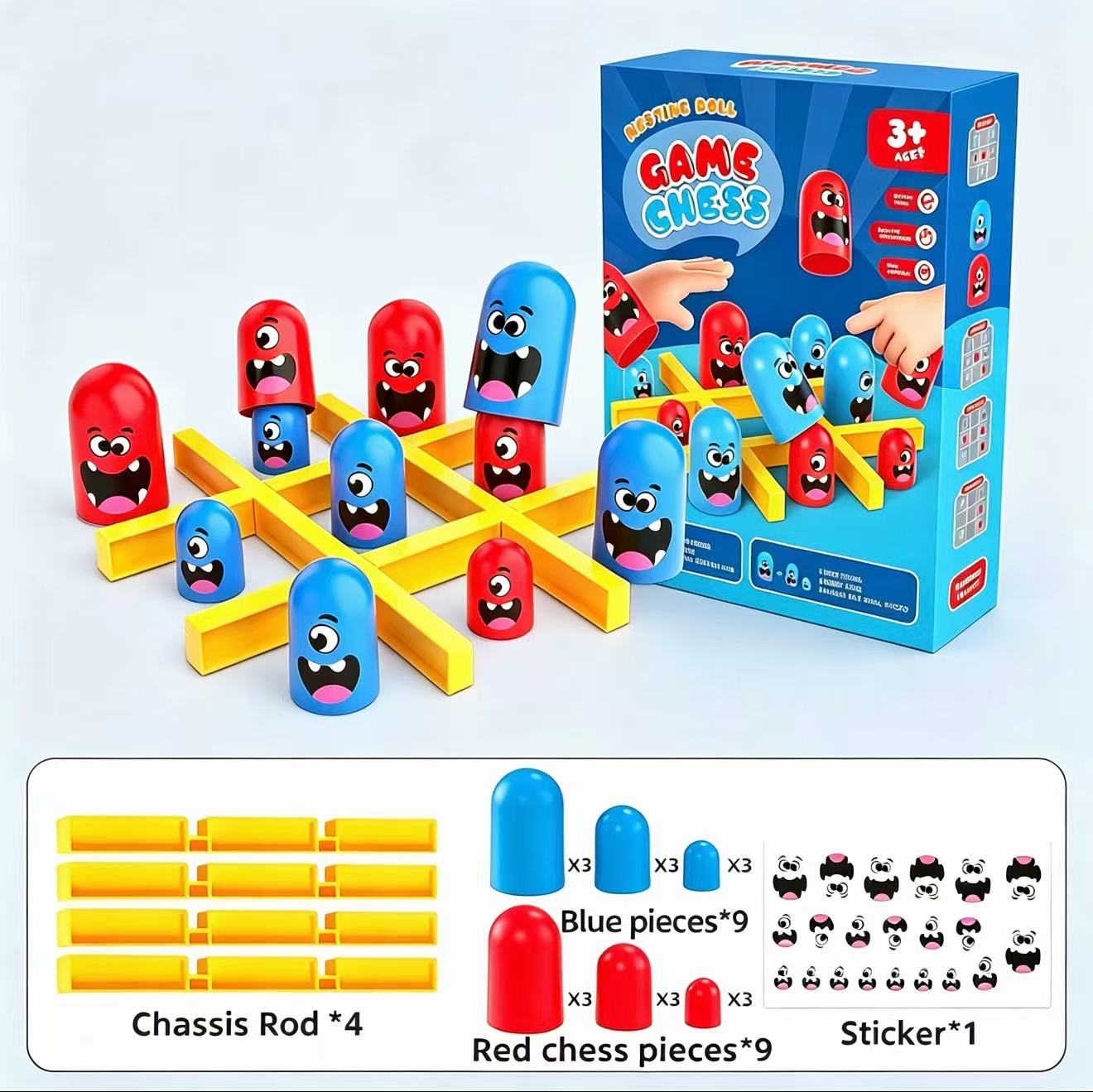 Board Game Word - Tic-Tac-Toe Eat-and-Be-Sized Stapelbecher-Doppelspiel-Brettspiel Eltern-Kind-Interaktives Logik-Denk-Tischspielzeug