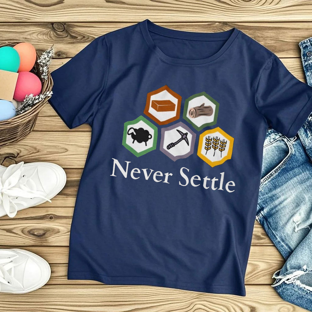 Never Settle Catan Shirt Vinta – Board Game Catan Bewertung und Preis