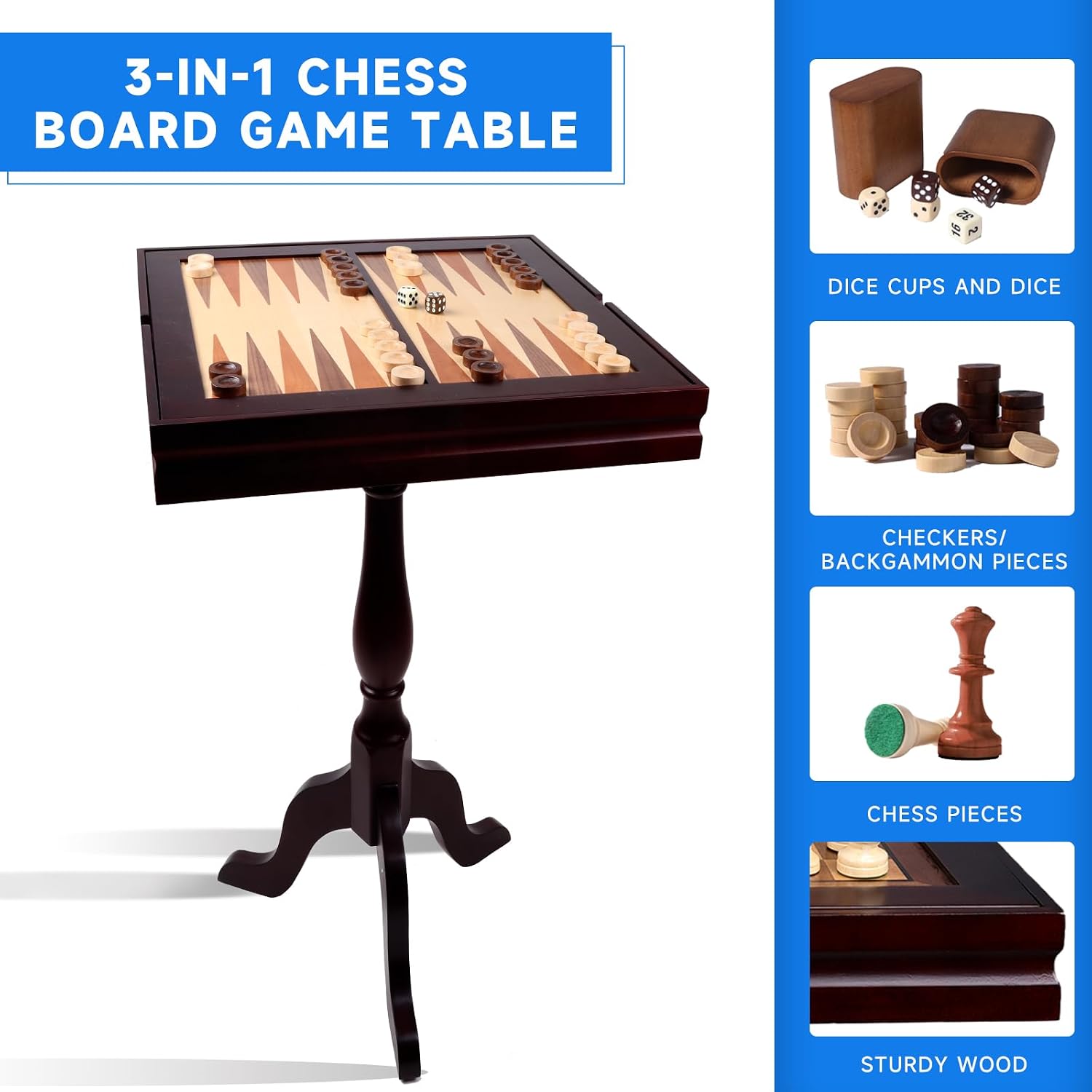 3-in-1 Schach-, Dame- und Back – Board Game Vault Bewertung und Preis