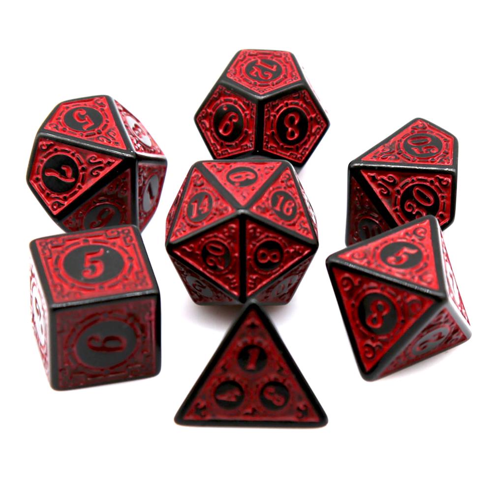 7-teiliges schwarz-rotes Polye – Board Game Rpg Bewertung und Preis